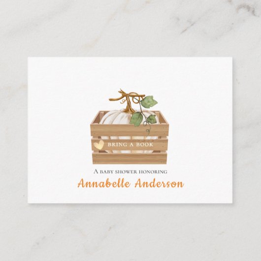 かわいい本を持ってくるカボチャ赤ちゃんシャワー エンクロージャーカード (裏面)