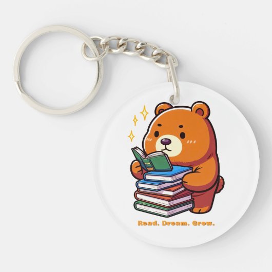 かわいい本を読むクマのカワイイデザイン キーホルダー (正面)