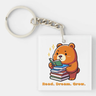 かわいい本を読むクマのカワイイデザイン キーホルダー