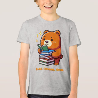 かわいい本を読むクマのカワイイデザイン トライブレンドTシャツ