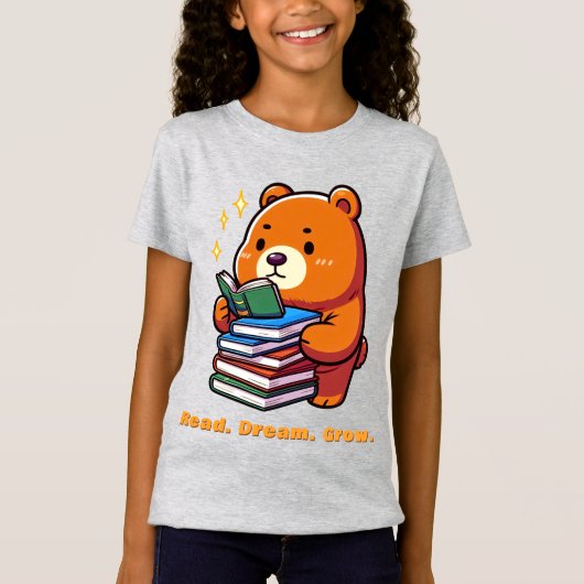 かわいい本を読むクマのカワイイデザイン Tシャツ (正面)
