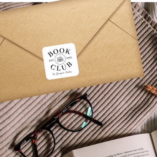 かわいい本クラブ会員ラベル スクエアシール