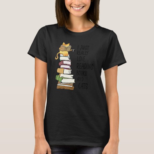 かわいい本作りおたく読の先生猫 Tシャツ (正面)