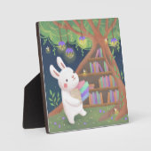 かわいい本好きうさぎのイラスト フォトプラーク (正面)