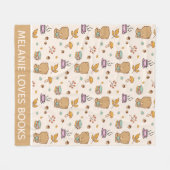 かわいい本好きのパーソナライズされた人が柄を描く フリースブランケット (正面(横))