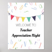 かわいい本好きの先生の退職パーティー看板 ポスター (正面)