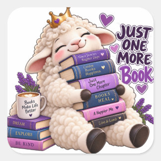 かわいい本好きの子羊 - Just One More Book ステッカー