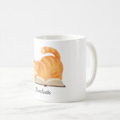 かわいい本好き猫好きのカスタム コーヒーマグカップ (正面右)
