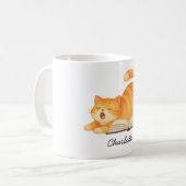 かわいい本好き猫好きのカスタム コーヒーマグカップ (正面左)