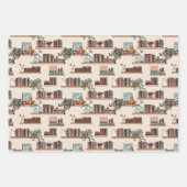 かわいい本棚のパターン ラッピングペーパーシート (正面)