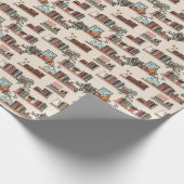 かわいい本棚のパターン ラッピングペーパー (角)