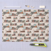 かわいい本棚の模様 薄葉紙 (クラフト)