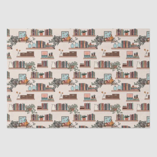 かわいい本棚の模様 薄葉紙 (正面)