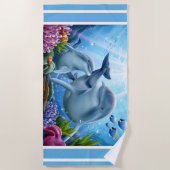 かわいい本物のイルカ ビーチタオル (正面)