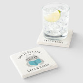 かわいい本読好き猫の本 ストーンコースター (横)