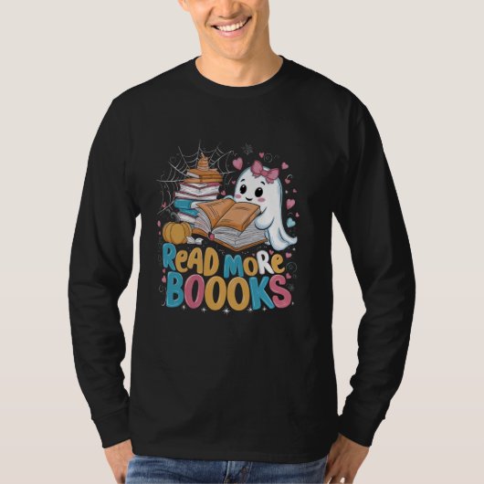 かわいい本読幽霊もっと本おもしろい先生H Tシャツ (正面)
