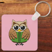 かわいい本読虫フクロウの漫画 キーホルダー (裏面)