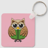かわいい本読虫フクロウの漫画 キーホルダー (裏面)