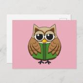 かわいい本読虫フクロウの漫画 シーズンポストカード (正面/裏面)