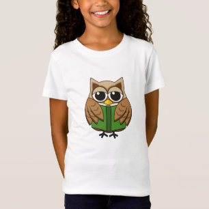 かわいい本読虫フクロウの漫画 Tシャツ