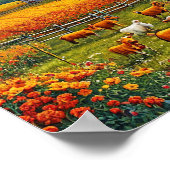 かわいい村と牛 ポスター (角)