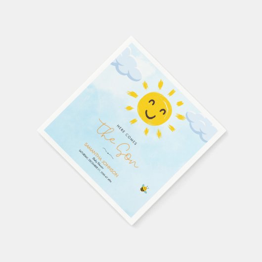 かわいい来ここ息子の赤ん坊シャワー紙ナプキン スタンダードカクテルナプキン (角)