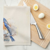 かわいい東ブルーバードウォーター素朴カラー キッチンタオル (四つ折り)