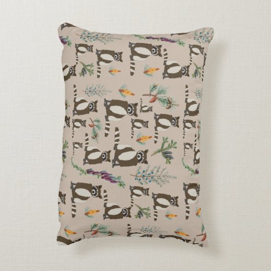 かわいい松の森のラッコの模様 アクセントクッション (裏面(縦))