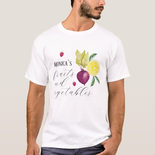 かわいい果物と野菜のモノグラム Tシャツ (正面)