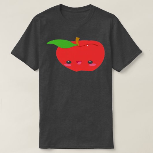 かわいい果物を乗せたリンゴの形 Tシャツ (デザイン正面)
