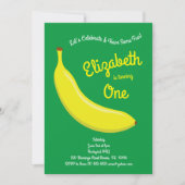 かわいい果物バナナキッズ1歳の誕生日パーティー 招待状 (正面)