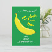 かわいい果物バナナキッズ1歳の誕生日パーティー 招待状 (スタンド正面)