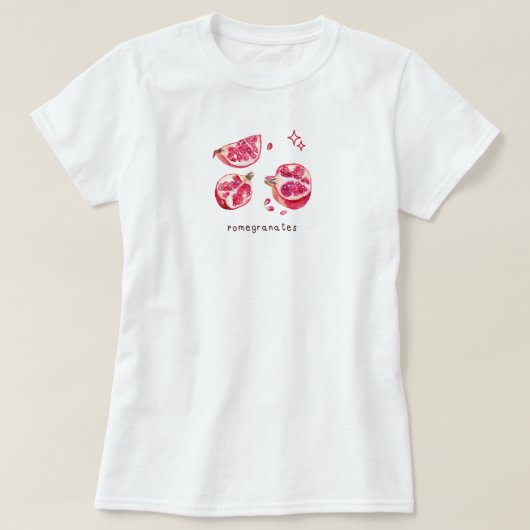 かわいい果物美意識ザクロピンク Tシャツ (デザイン正面)
