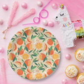 かわいい柑橘のタイル模様の絵 ペーパープレート (パーティー)
