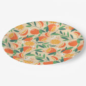 かわいい柑橘のタイル模様の絵 ペーパープレート (アングル)
