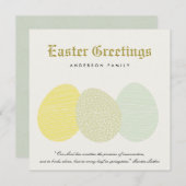 かわいい柔らかく繊細なパステルイースターパーソナライズされたエッグ シーズンカード (正面/裏面)
