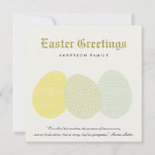 かわいい柔らかく繊細なパステルイースターパーソナライズされたエッグ シーズンカード (正面)