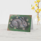 かわいい柔らかな白いウサギのカード カード (黄色い花)