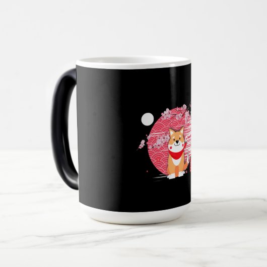 かわいい柴犬かわいい日本のさくらんぼブロッサムムーン モーフィングマグカップ (正面左)