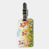かわいい柴犬とタンポポの荷札3つ ラゲッジタグ (正面縦)