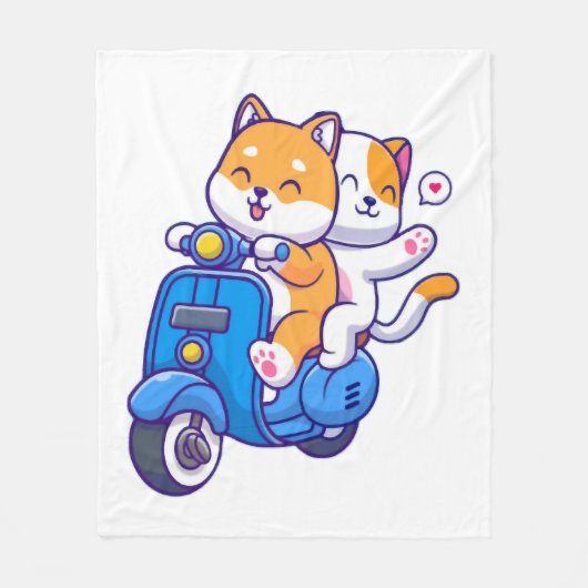 かわいい柴犬のカップル フリースブランケット (正面)