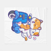かわいい柴犬のカップル フリースブランケット (正面(横))