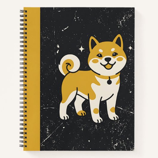 かわいい柴犬のキャラクター　たぬき色と白の毛並み ノートブック (正面)