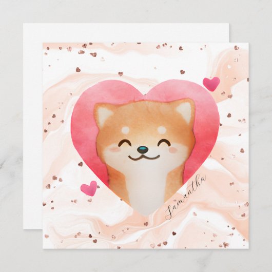 かわいい柴犬のハート (正面/裏面)