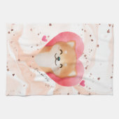 かわいい柴犬のハート キッチンタオル (横)