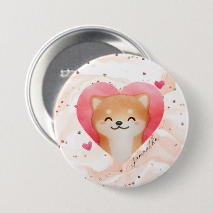 かわいい柴犬のハート 缶バッジ