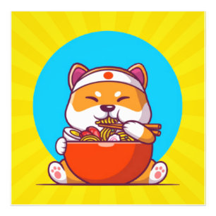 かわいい柴犬のラーメンを食べる漫画 フォトプリント           