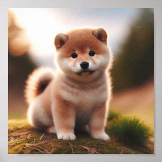 かわいい柴犬の子犬 ポスター