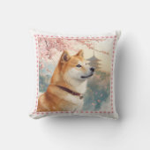 かわいい柴犬の手書き風イラスト桜♡ クッション (正面)