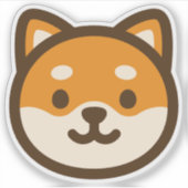 かわいい柴犬の顔 シール (正面)